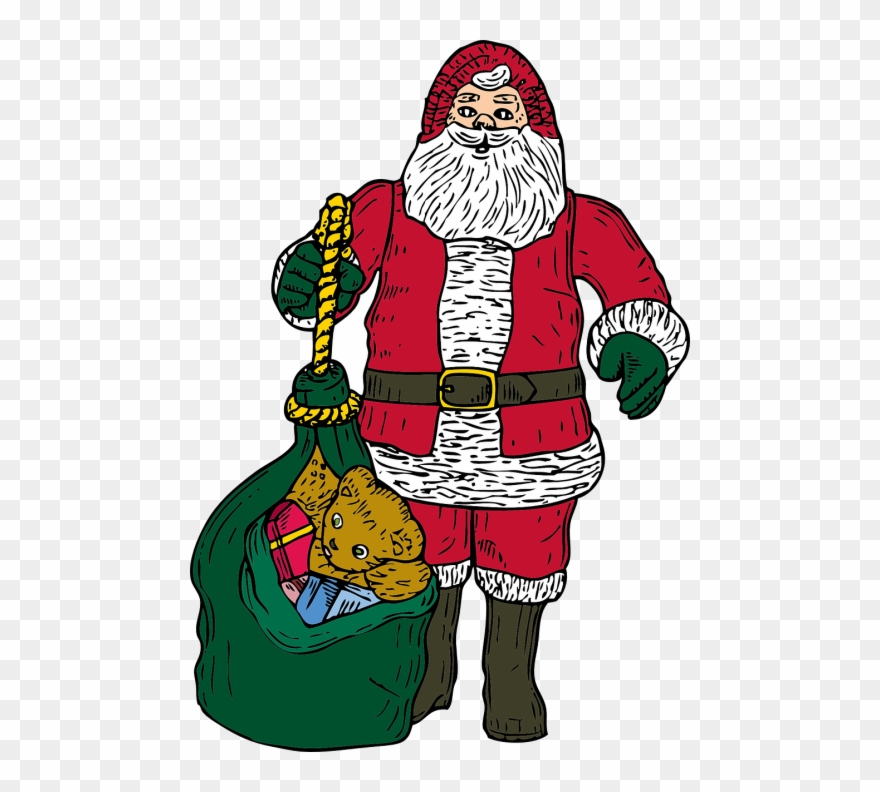 Santa - Santa With Bag Clipart