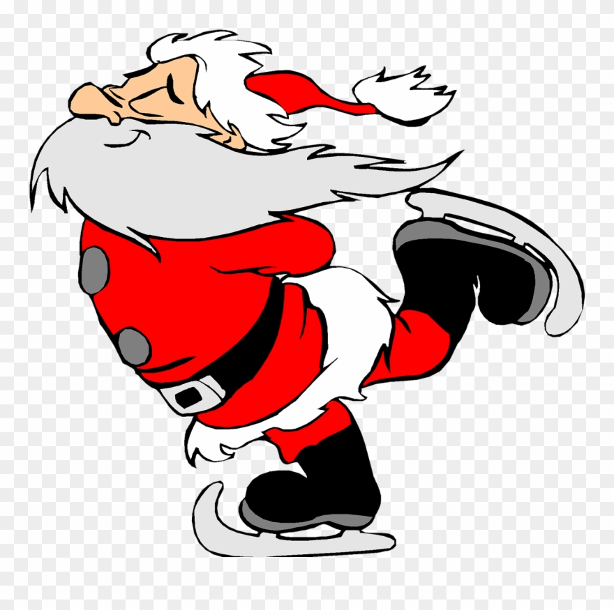 Kid - Skating Santa Clipart