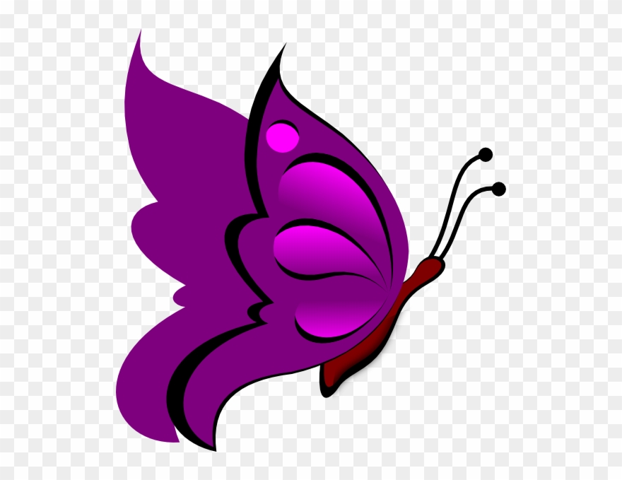 Butterfly And Flower Clip Art Black And White Clipart - Pink And Purple Butterflies Clipart - Png Download