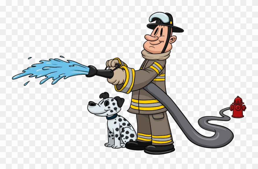 Dog Cartoon Dalmatians And Firefighters - Cartoon Firefighter Clipart