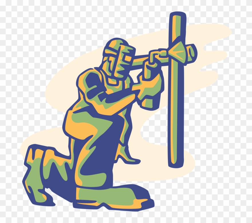 Vector Illustration Of Welder Shielded Metal Arc Welding - Shielded Metal Arc Welding Vector Clipart
