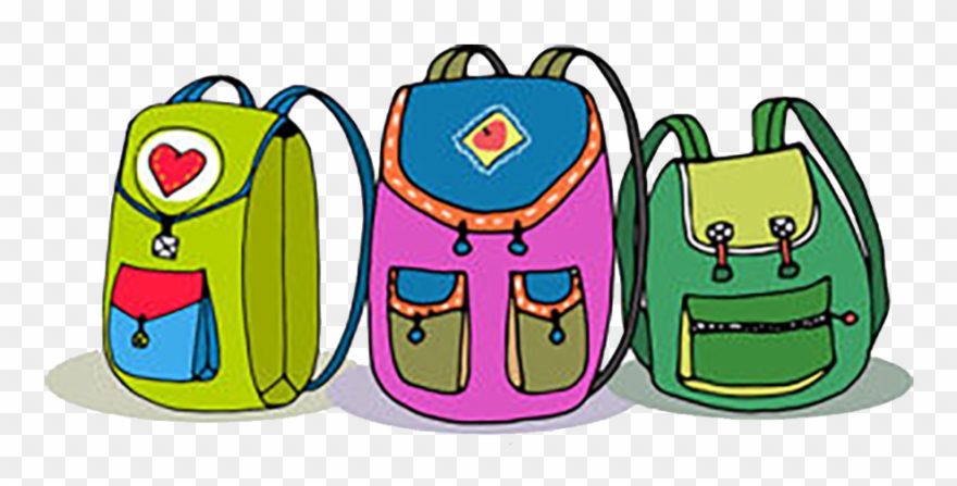 Three Vector Colorful Children Backpacks Isolated On - Backpack Clipart