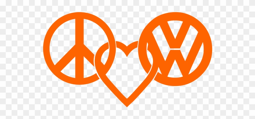Peace Love Vw Logo Decal Sticker In Orange - Banksy Clipart
