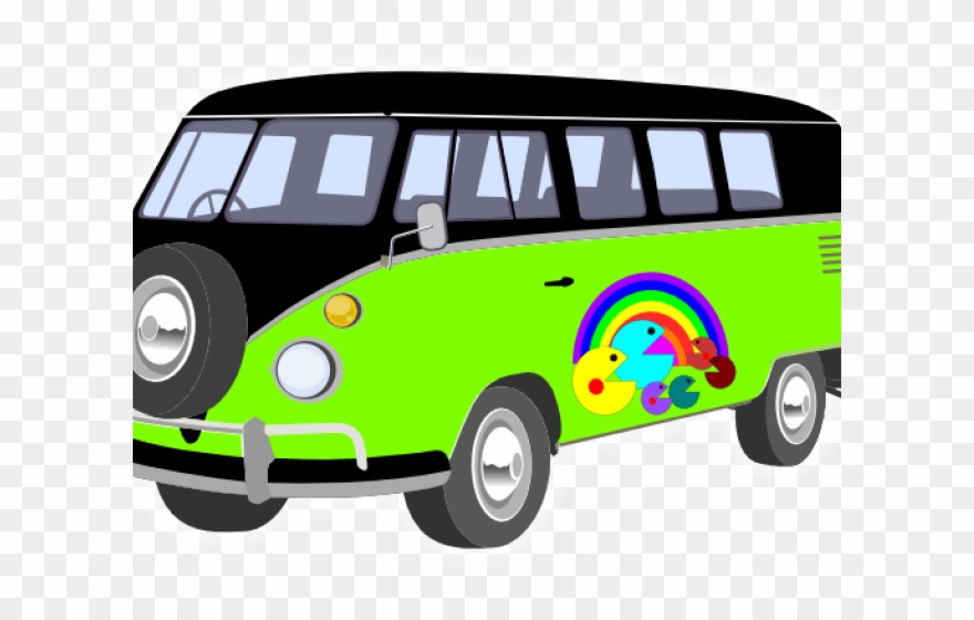 Green Vw Campervan Badges Button Clipart