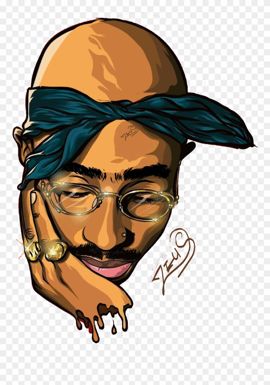 Rapper Vector Tupac Shakur Vector - Cartoon Tupac Clipart