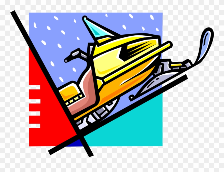 Vector Illustration Of Snowmobile Snowmachine Vehicle Clipart