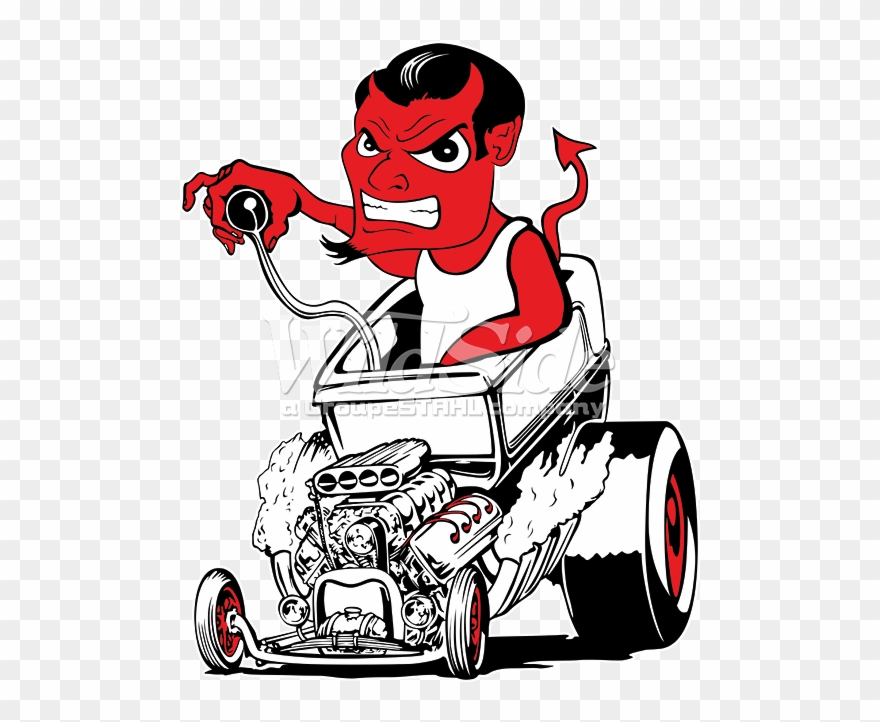 Devil Driving Hot Rod - Car Clipart
