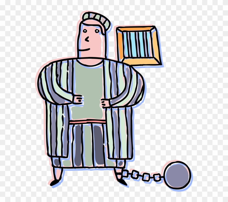 Vector Illustration Of Incarcerated Inmate Behind Bars - Person In Jail Png Clipart
