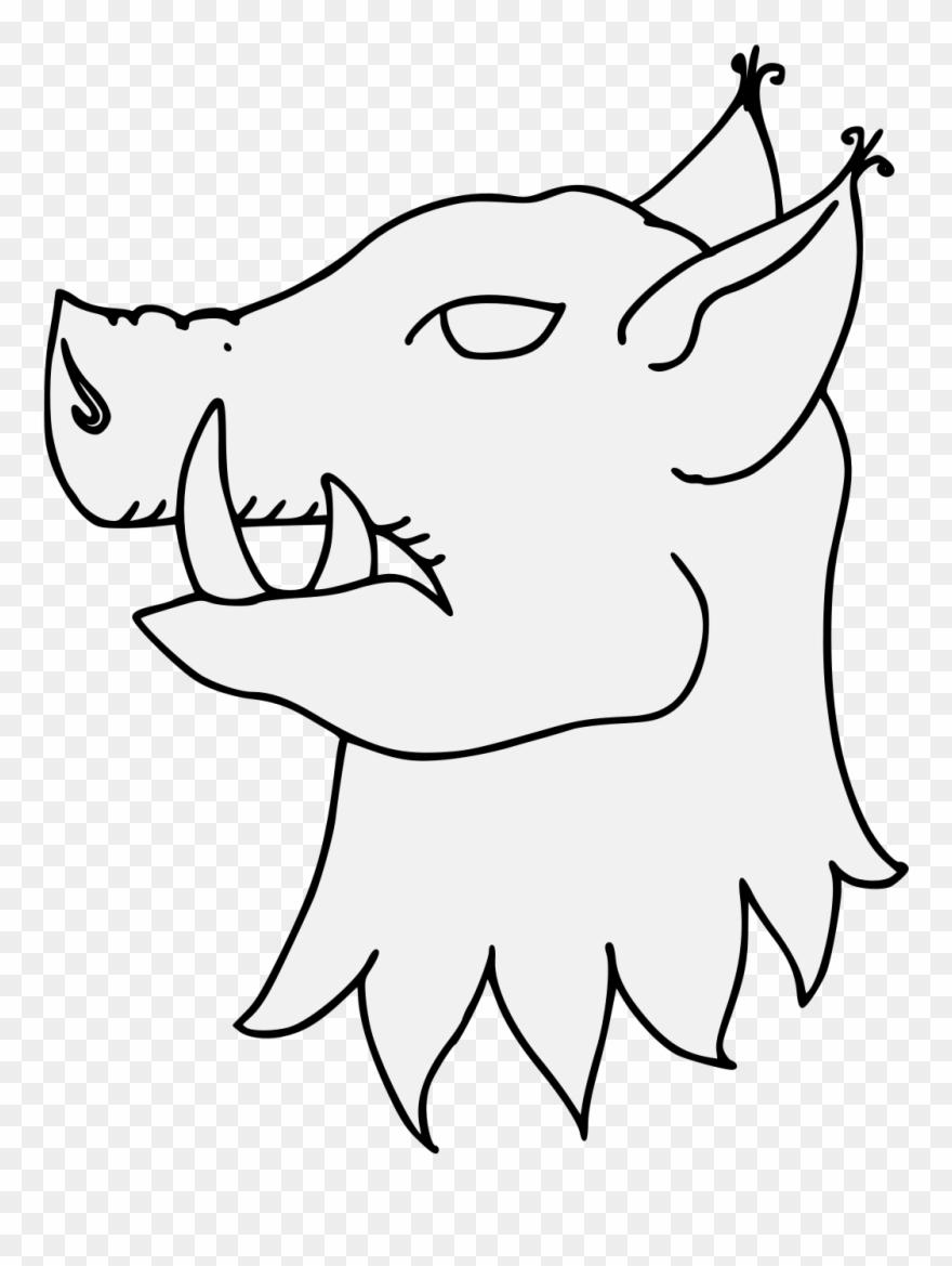Boar's Head Erased - Illustration Clipart