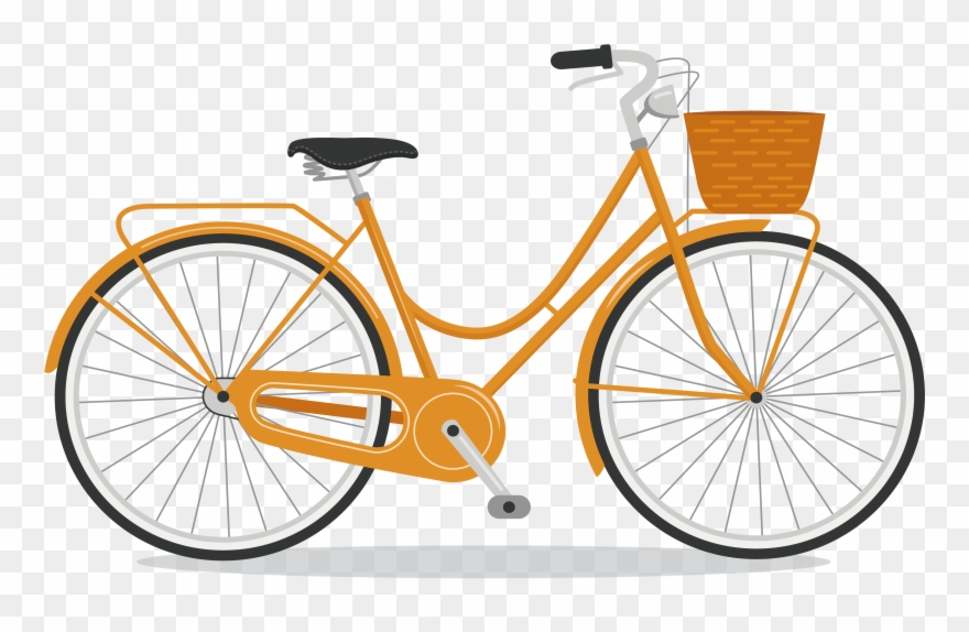 City Bicycle Step Through Frame Kickstand Orange - Lady Bike Clipart