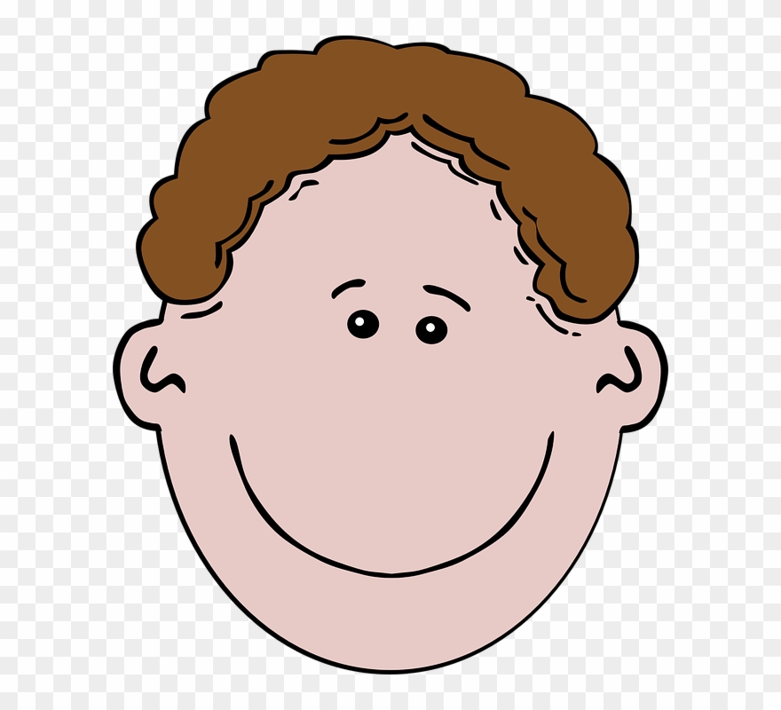 Boy Face Brown Hair Clipart - Black And White Boy Face - Png Download