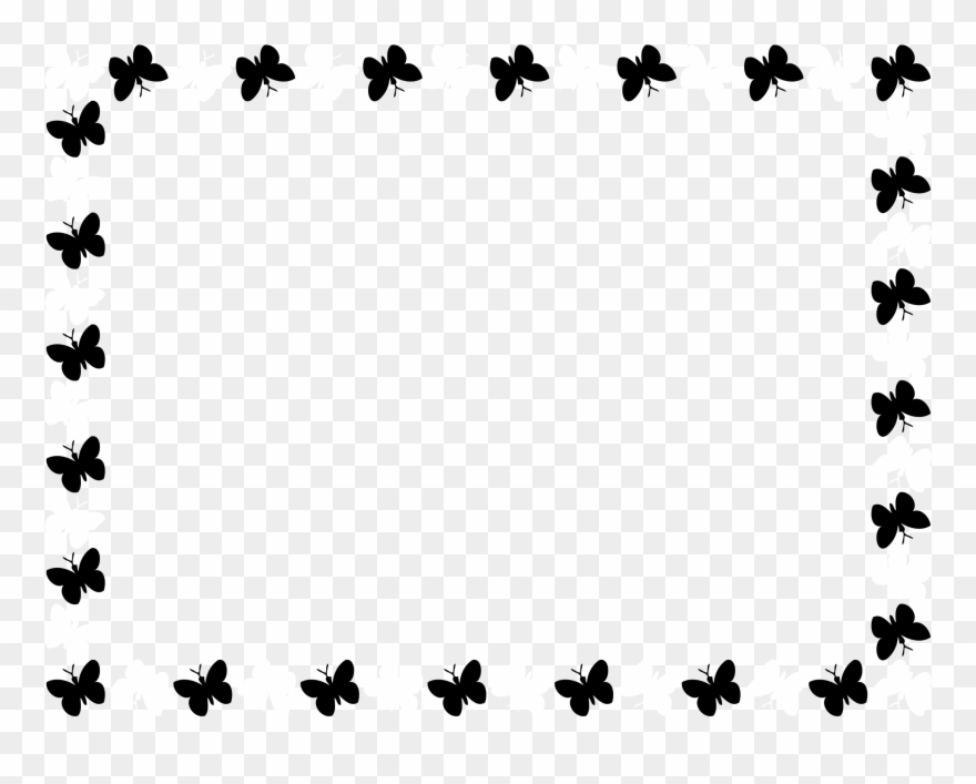 Butterfly Border Clipart Black And White - Butterfly Border Black And White - Png Download