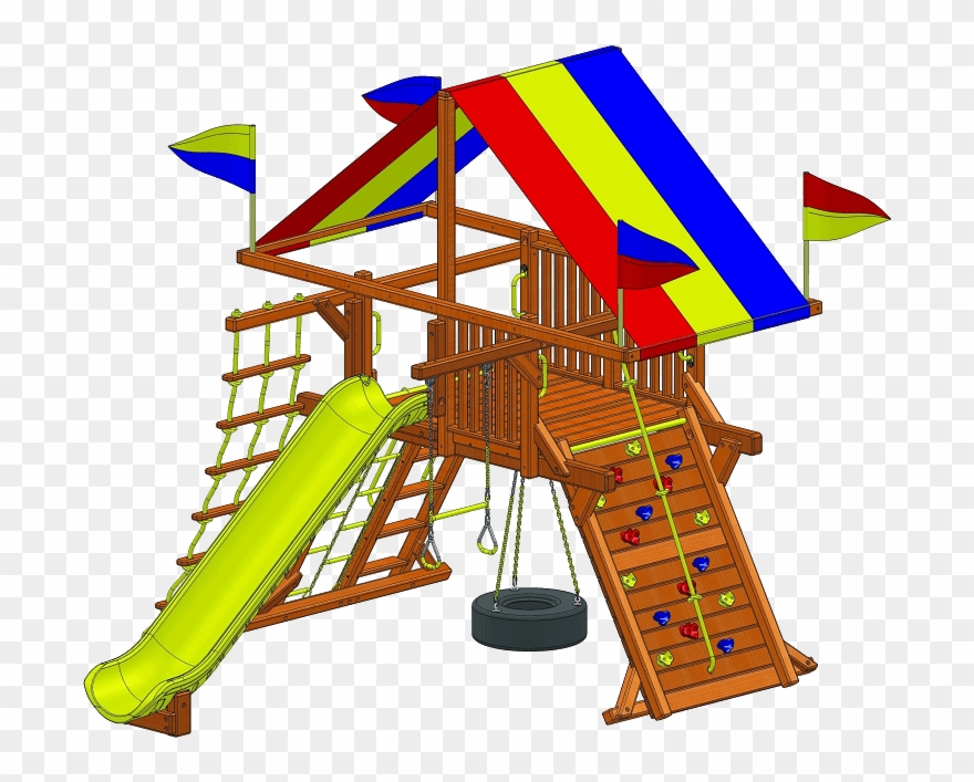 Castle Design Style * Angled Base With Tire Swing - Rainbow Swing Set Diagram Clipart