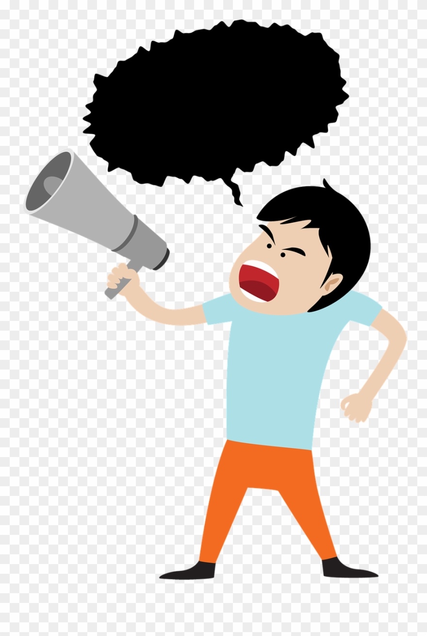 Vector Megaphone Man Shouting - Cartoon On Loud Speaker Clipart