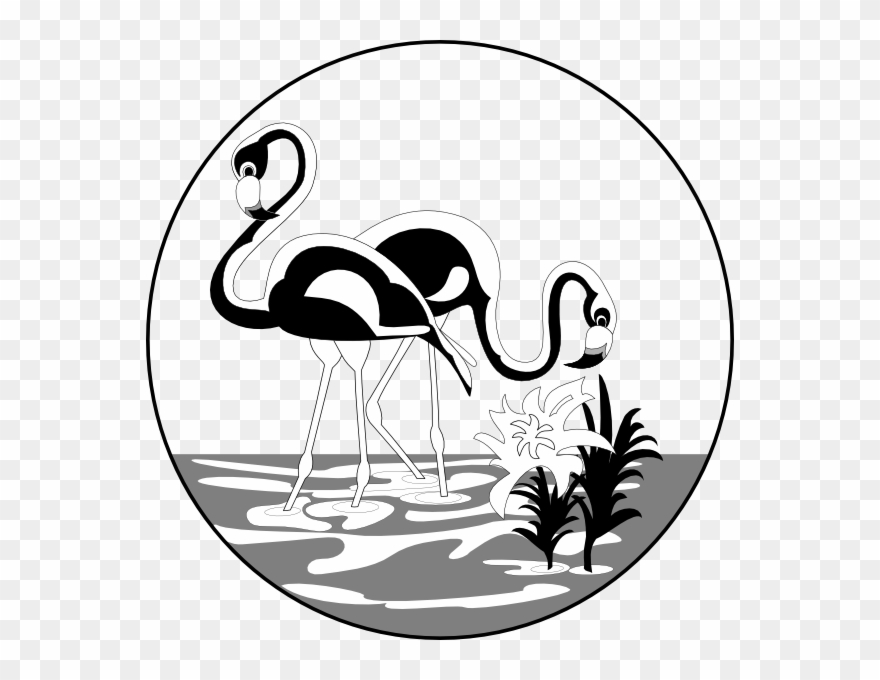 Free Black And White Flamingo Clipart