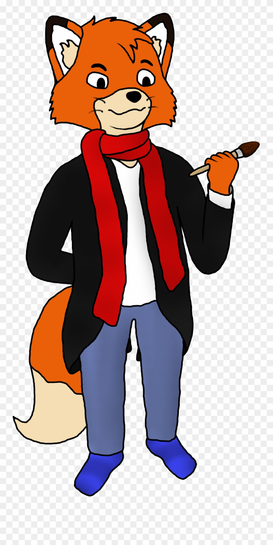 An Artsy Fox In Blue Socks - Art Clipart