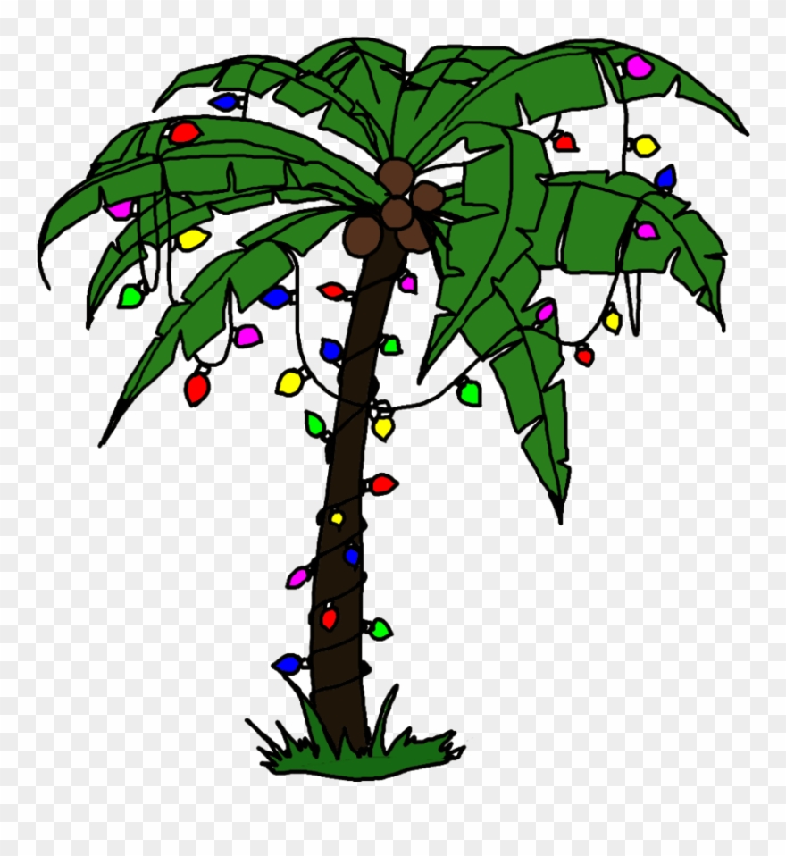 Palm Tree With Christmas Lights Art Clipart