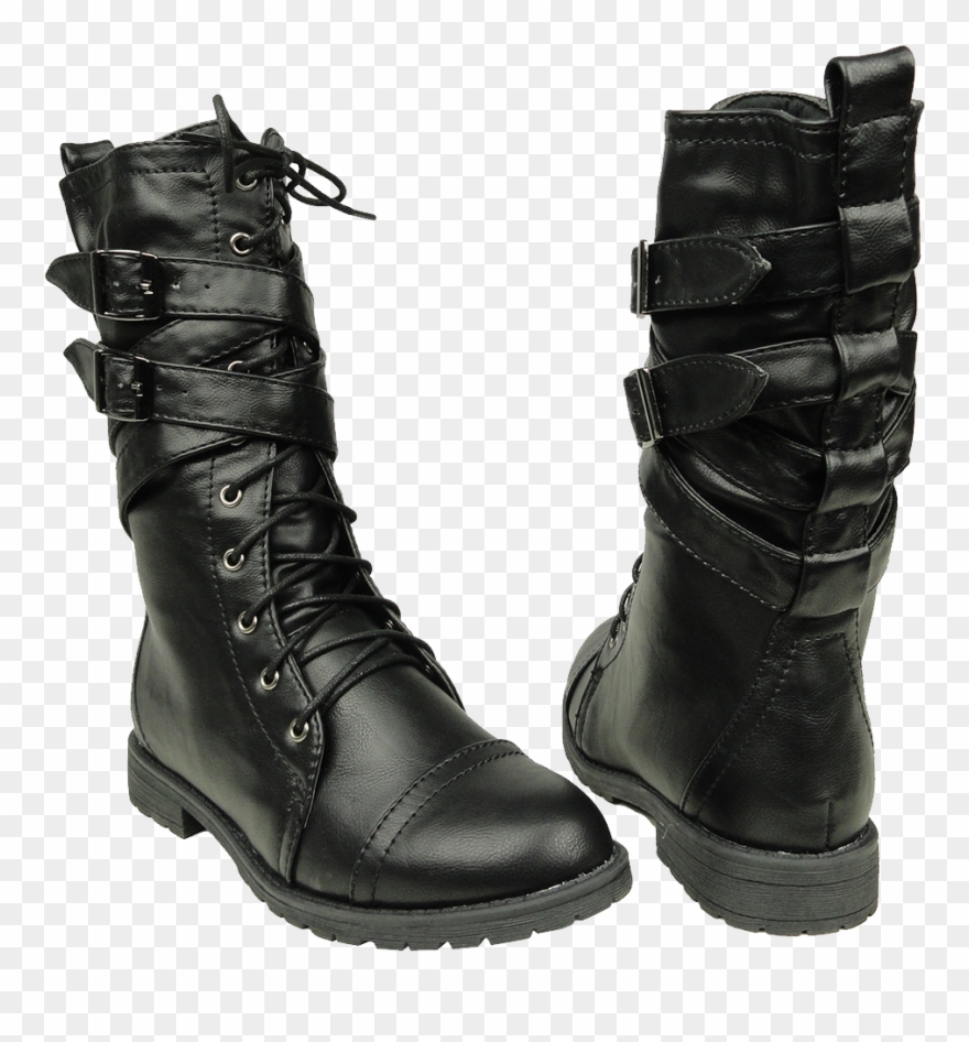 Rainbow Transparent Png Sticker - Mid Calf Black Womens Combat Boot Clipart