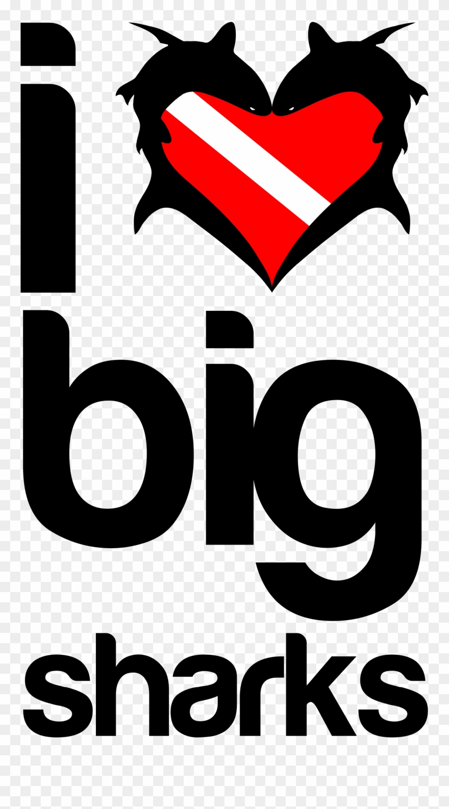 I Love Big Sharks T-shirt Design - Logo Diving Clipart