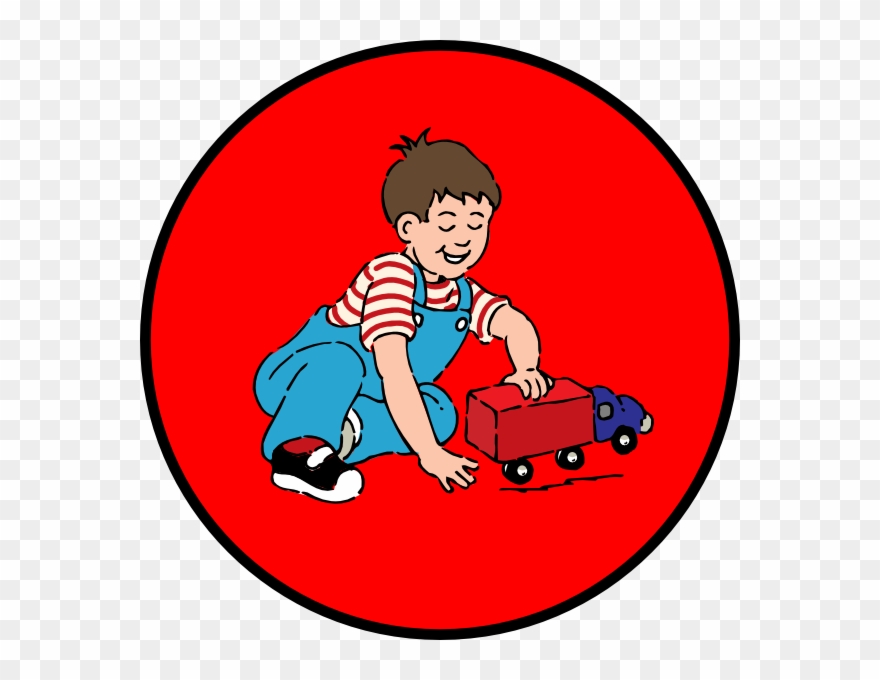 Little Boy Playing With Car In Red Circle Clip Art - Clip Art - Png Download
