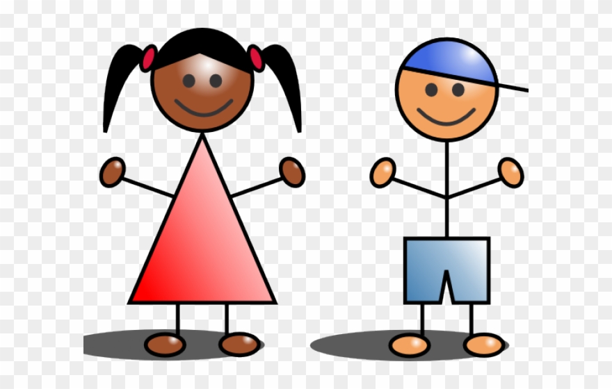 Little Girl Clipart Stick Figure - Stick Kids Clip Art - Png Download
