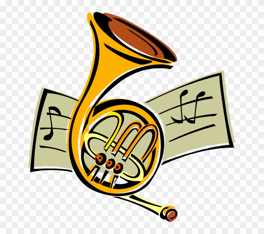 Vector Illustration Of French Horn Brass Musical Instrument - 10 Solos For The Beginning To Intermediate Horn Player Clipart