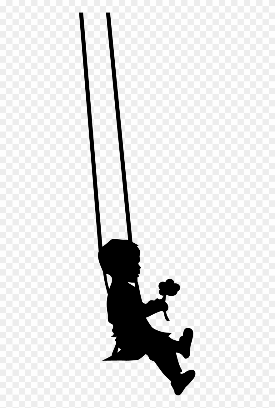 Kids Silhouette Boy Swing Decal - Silhouette Swing Clipart