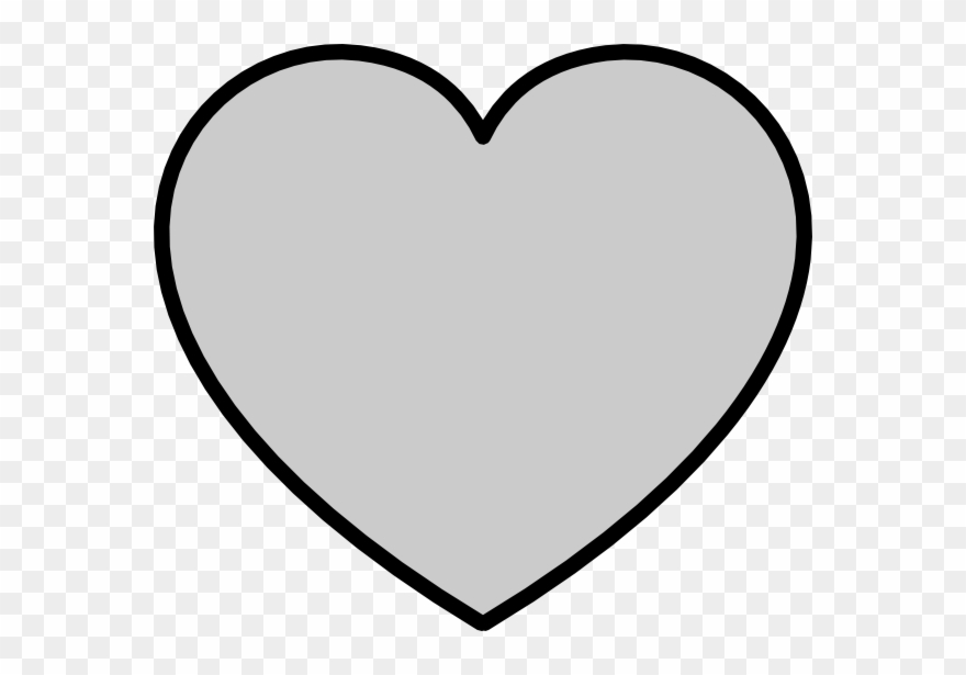 Solid Gray Heart With Black Outline Clipart