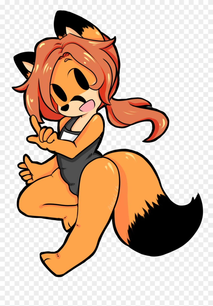 Foxy Bathing Suit Sticker - Cartoon Clipart