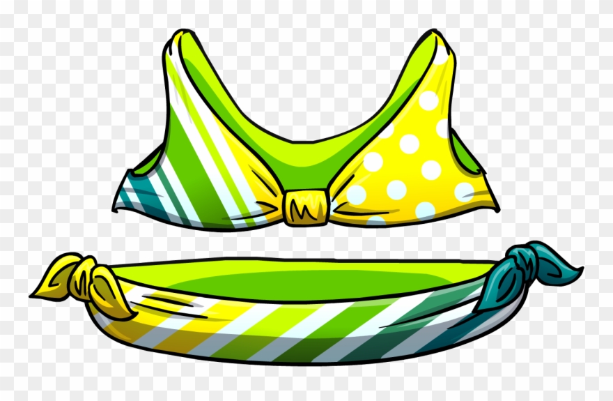 Lemon Lime Stripe Bikini - Free Penguin Codes Bikinis Clipart