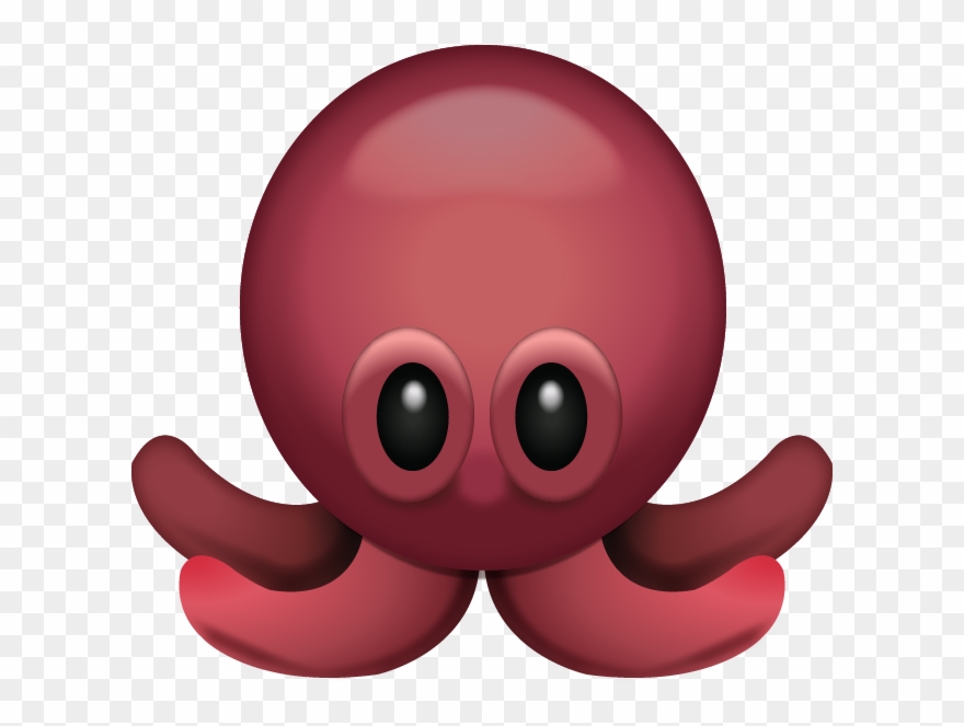 This Sweet Red Octopus Has Long Legs And Two Big Eyes - Octopus Emoji Png Clipart