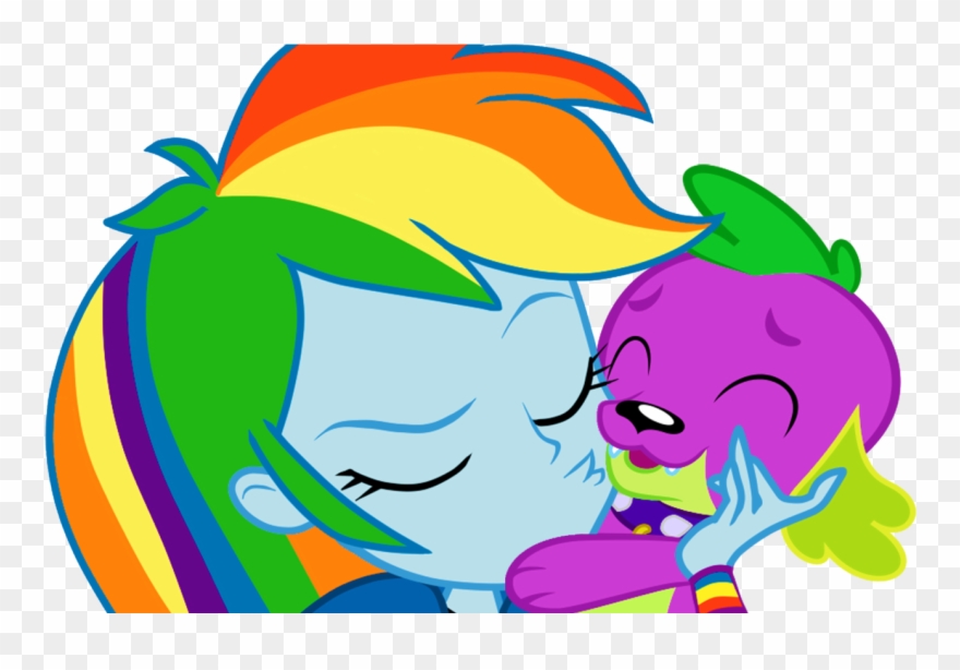 You Can Click Above To Reveal The Image Just This Once, - Spike X Rainbow Dash Kiss Clipart