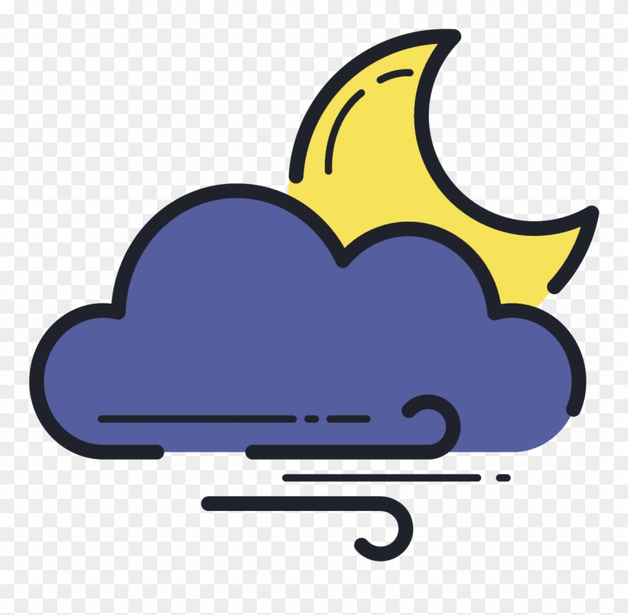 Windy Night Icon - Night Png Icon Clipart