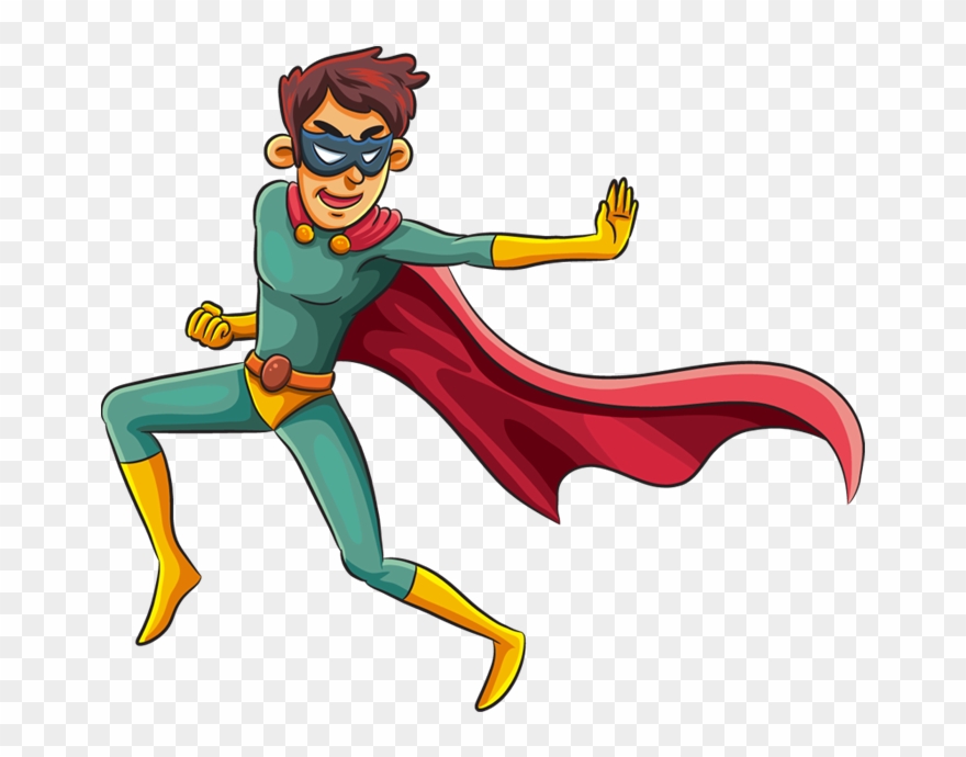 Cartoon Superhero With A Mask In Fighting Pose - Superhero With A Mask Clipart