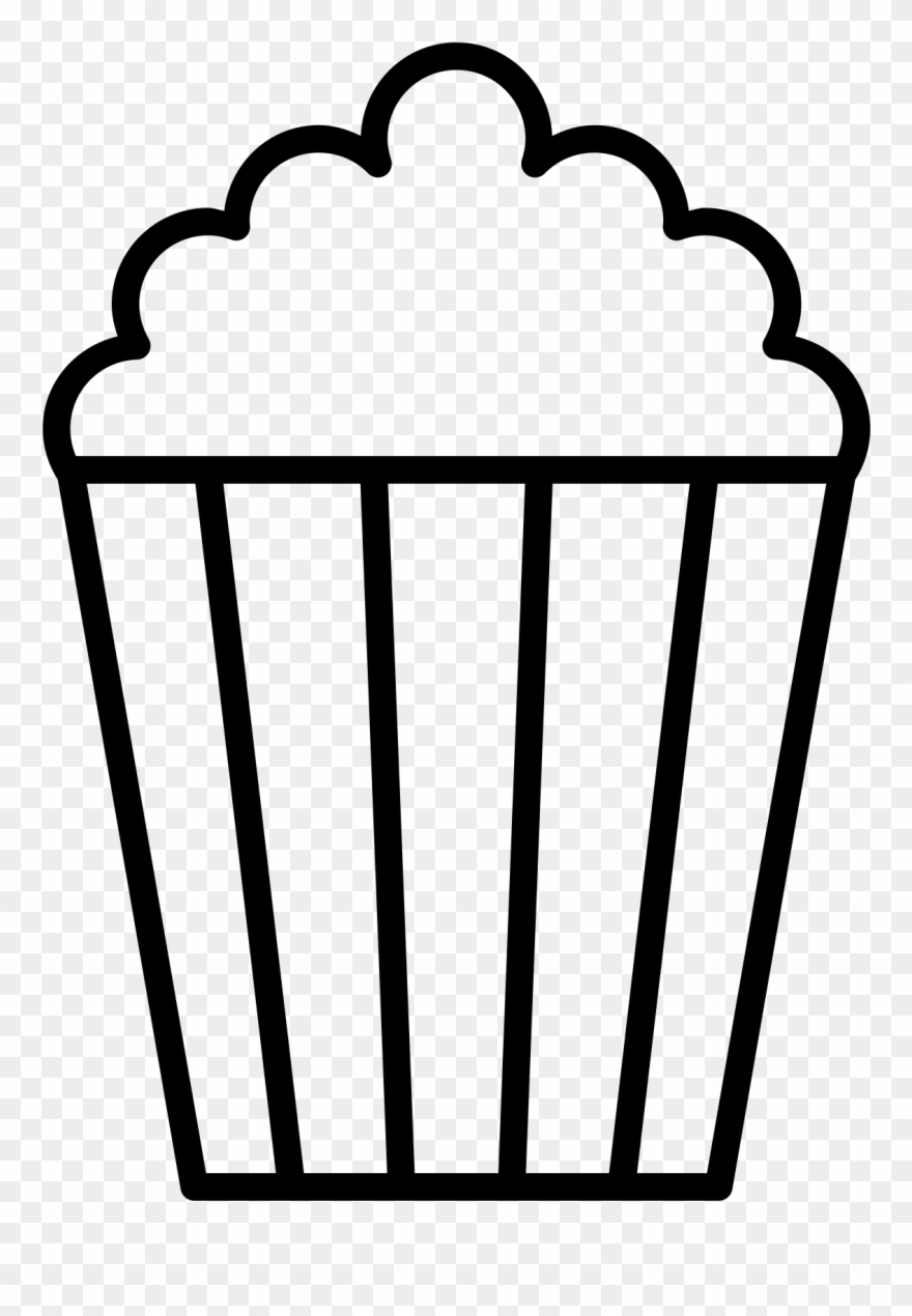 Open - Popcorn Clip Art Black And White - Png Download