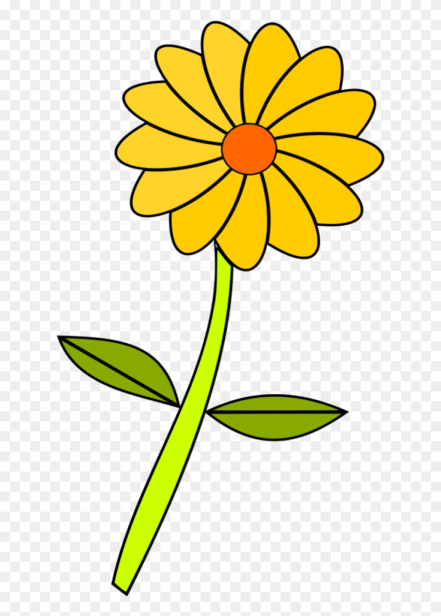 Yellow Common Sunflower Cartoon Blue - Yellow Flower Cartoon Clipart