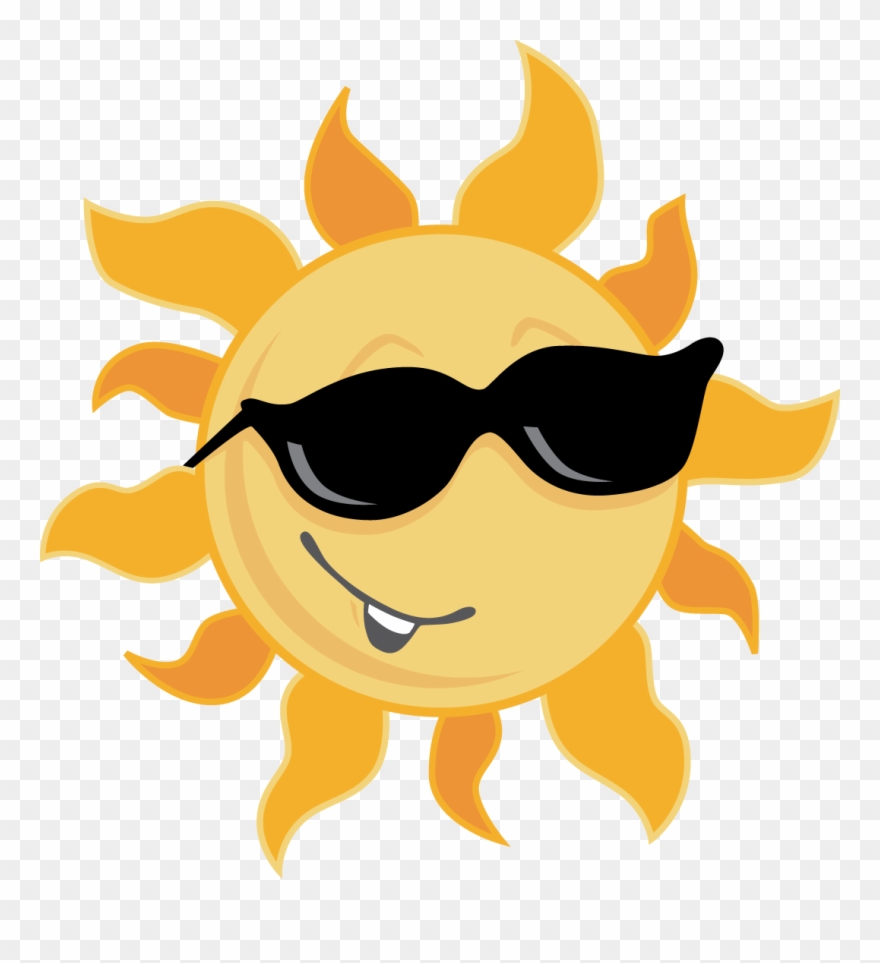 Sun With Shades - Cartoon Clipart