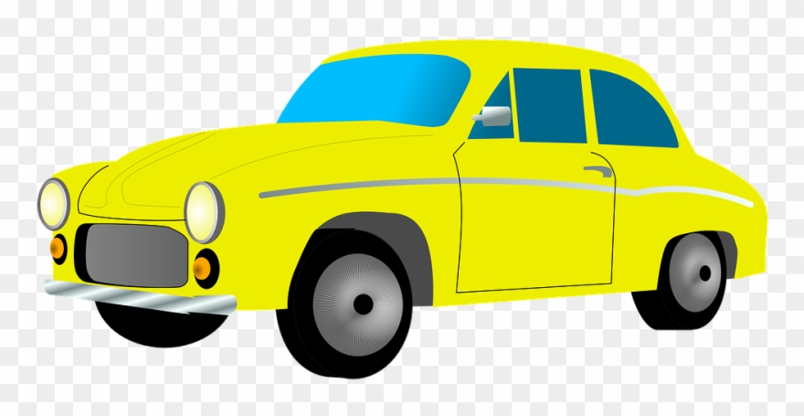 Taxi Cab Clipart Land Transportation - Yellow Car Clip Art - Png Download