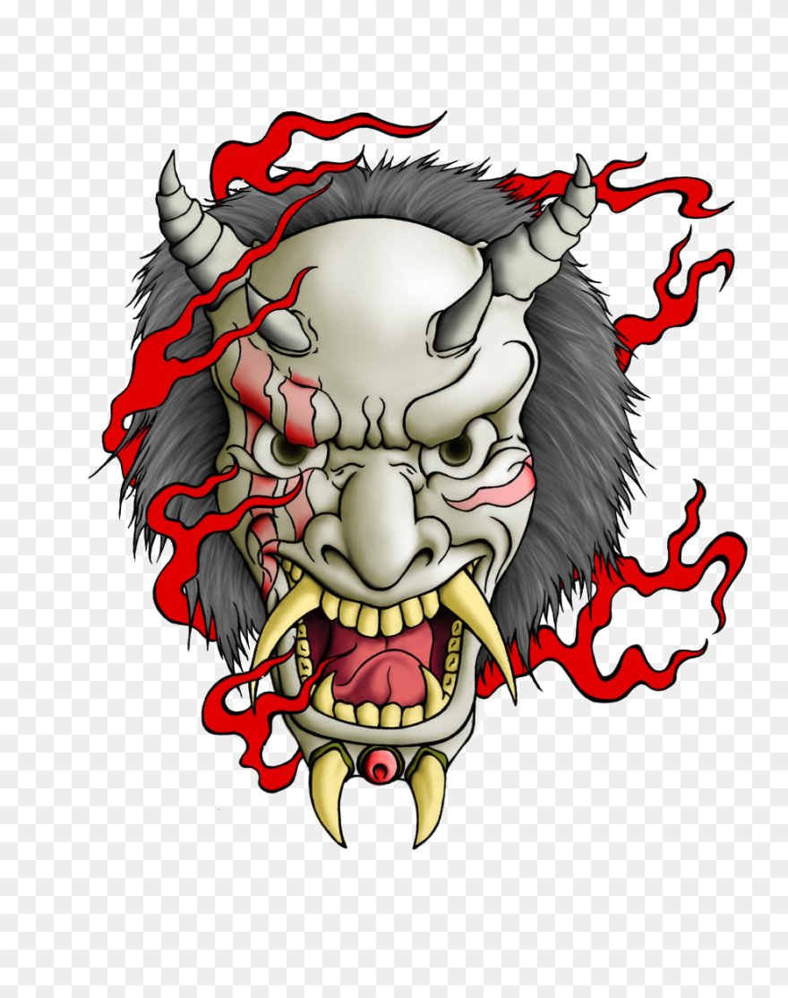Oni Mask Png Clipart Oni - Oni Mask Tatto Art Transparent Png