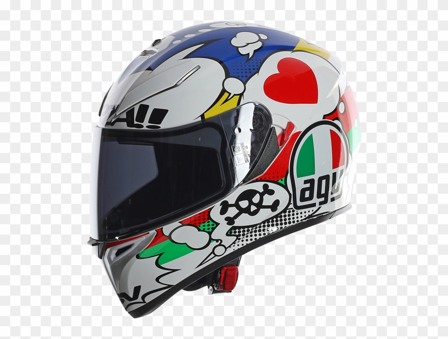Surf Art Graphics - Agv K-3 Sv Comic Helmet-blue-red-black-white-ms Clipart