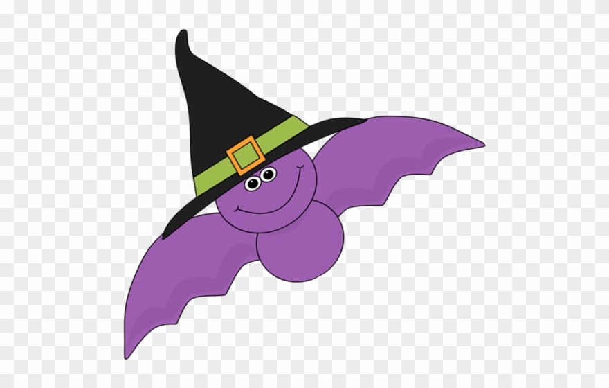 Bat With Witches Hat - Halloween Clipart