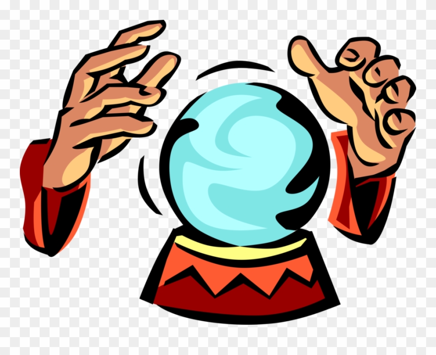Vector Illustration Of Crystal Ball Gazing With Fortune - Fortune Teller Crystal Ball Clipart - Png Download