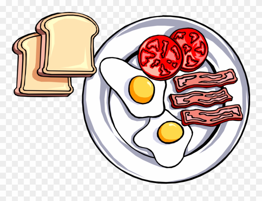 Vector Illustration Of Hearty Breakfast Of Toast, Fried - Breakfast Clipart - Png Download