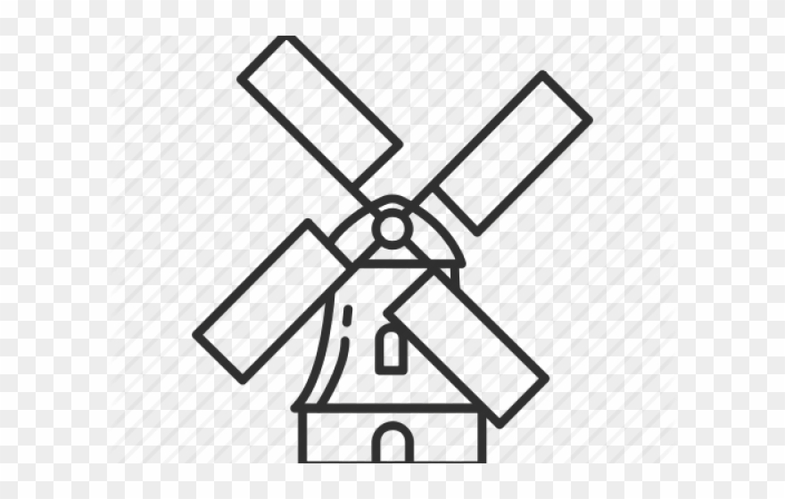 Dutch Windmill Outline Clipart