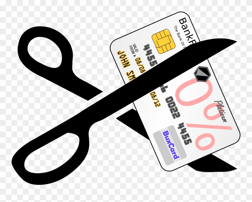 Open - Scissors Cutting A Credit Card Clipart
