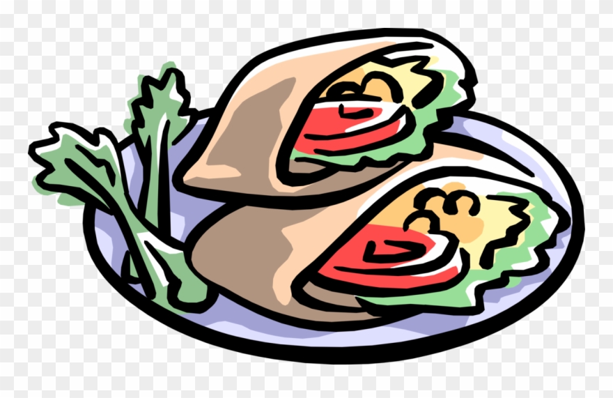 Vector Illustration Of Pita Pocket Flatbread Sandwiches Pita Bread
