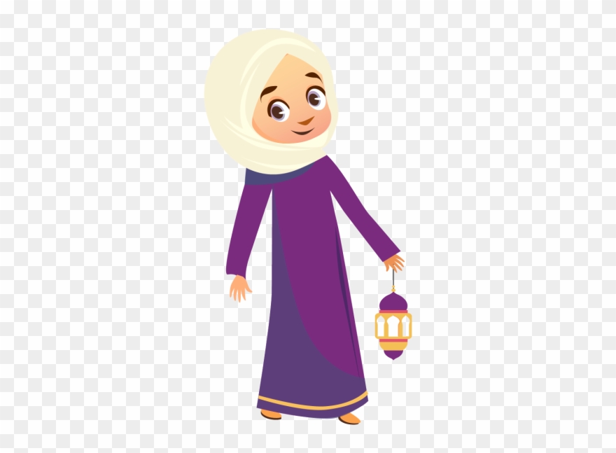 Eid Mubarak Calligraphy Fiter Muslim Girl - Hijab Girl Vector Png Clipart