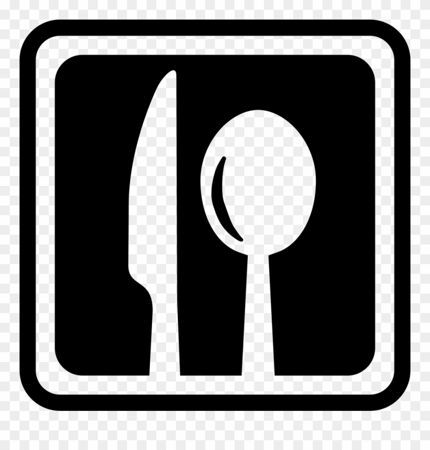Restaurant Square Interface Symbol With A Knife And - White Restaurant Png Icon Clipart