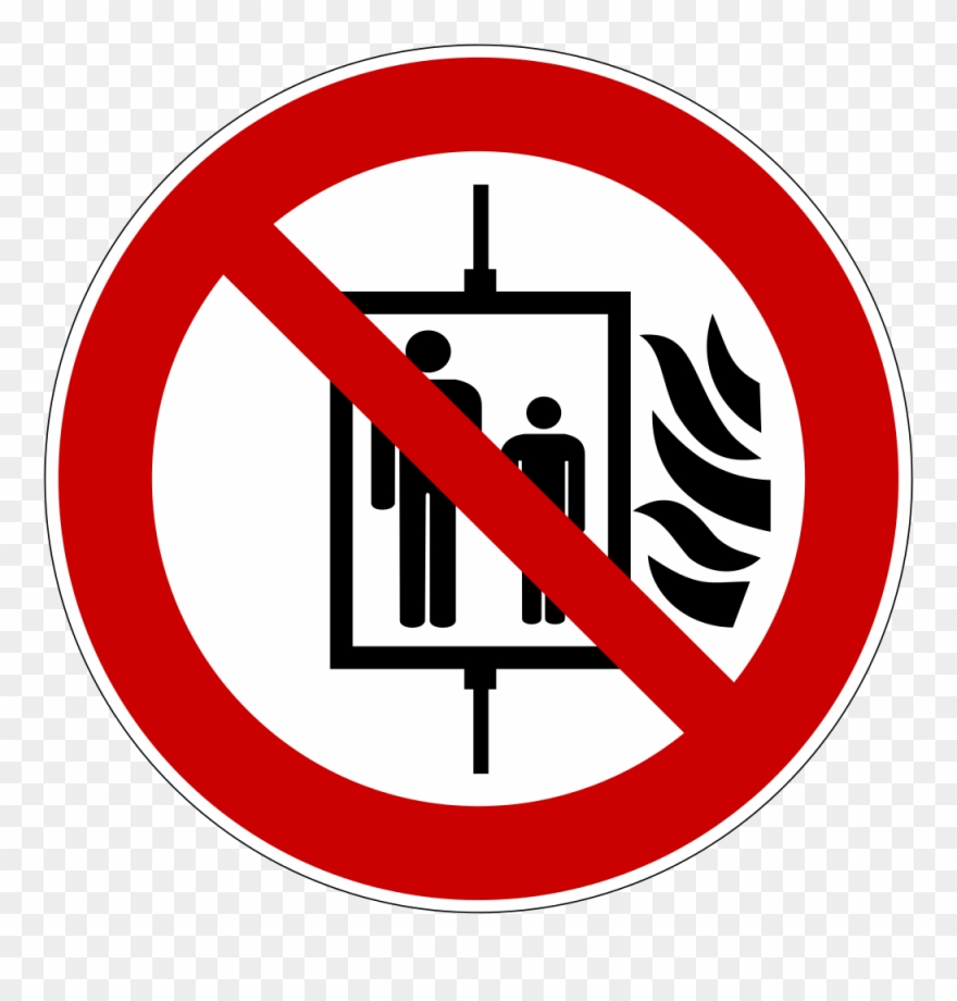 Iso 7010 P020 - Piktogramm Aufzug Im Brandfall Nicht Benutzen Clipart