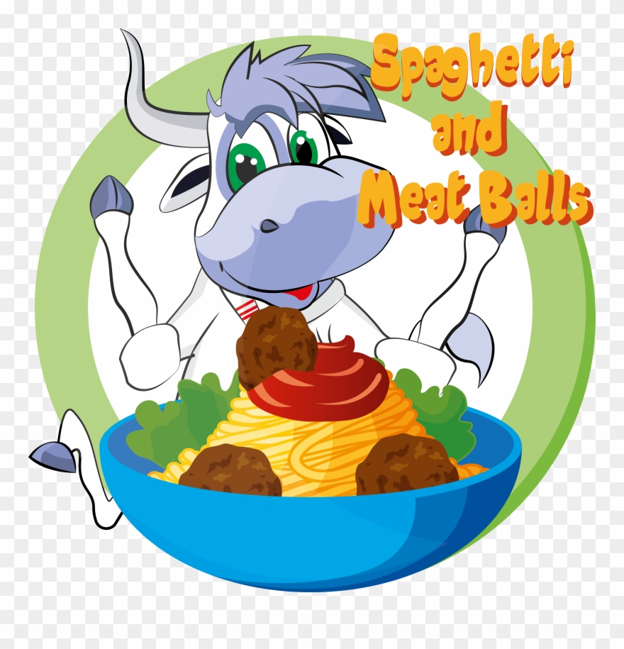 Spaghetti And Meat Balls - Cartoon Clipart